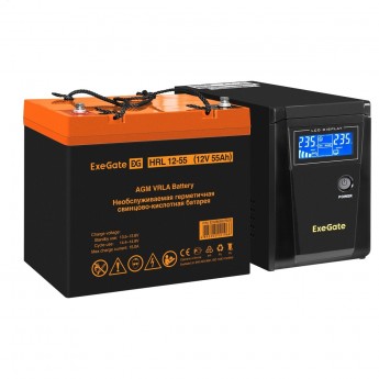 Комплект EXEGATE ИБП EX295986RUS + батарея 55Aч EX285652RUS 1шт