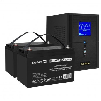 Комплект EXEGATE ИБП EX295988RUS + батарея 100Aч EX282985RUS 2шт Комплект EXEGATE ИБП EX295988RUS + батарея 100Aч EX282985RUS 2шт