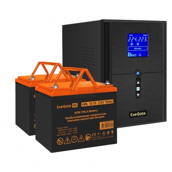 Комплект EXEGATE ИБП EX295989RUS + батарея 75Aч EX285653RUS 2шт Комплект EXEGATE ИБП EX295989RUS + батарея 75Aч EX285653RUS 2шт